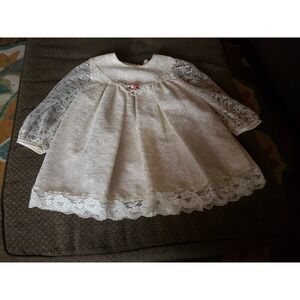 VTG Rose Cottage Girls Dress Sz 24 Months Ivory & Lace W/Sweet Rosebud Accent